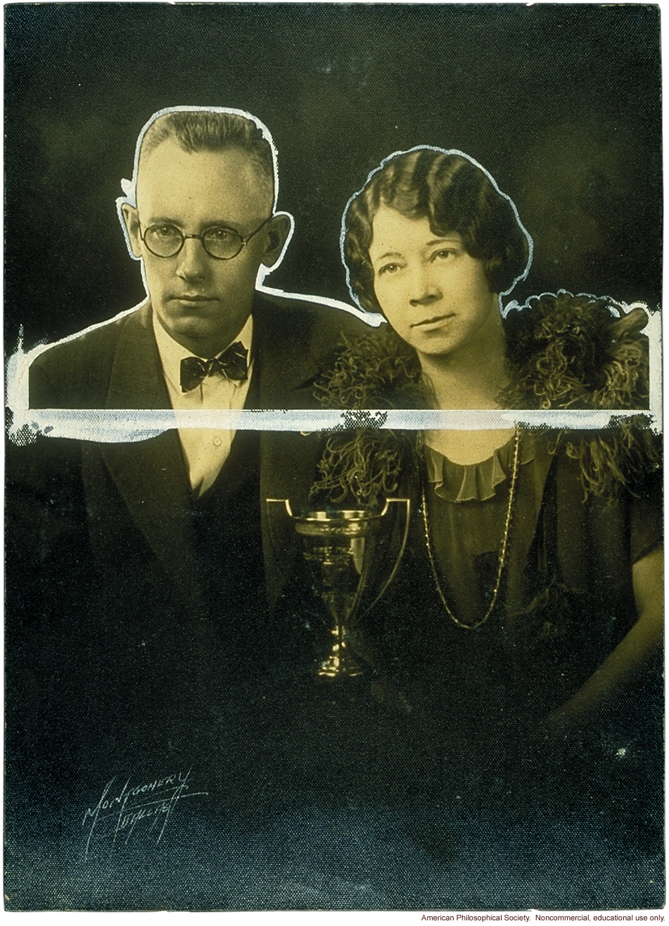&quote;Best couple&quote; with trophy, Fitter Families Contest, Texas State Fair (1925)