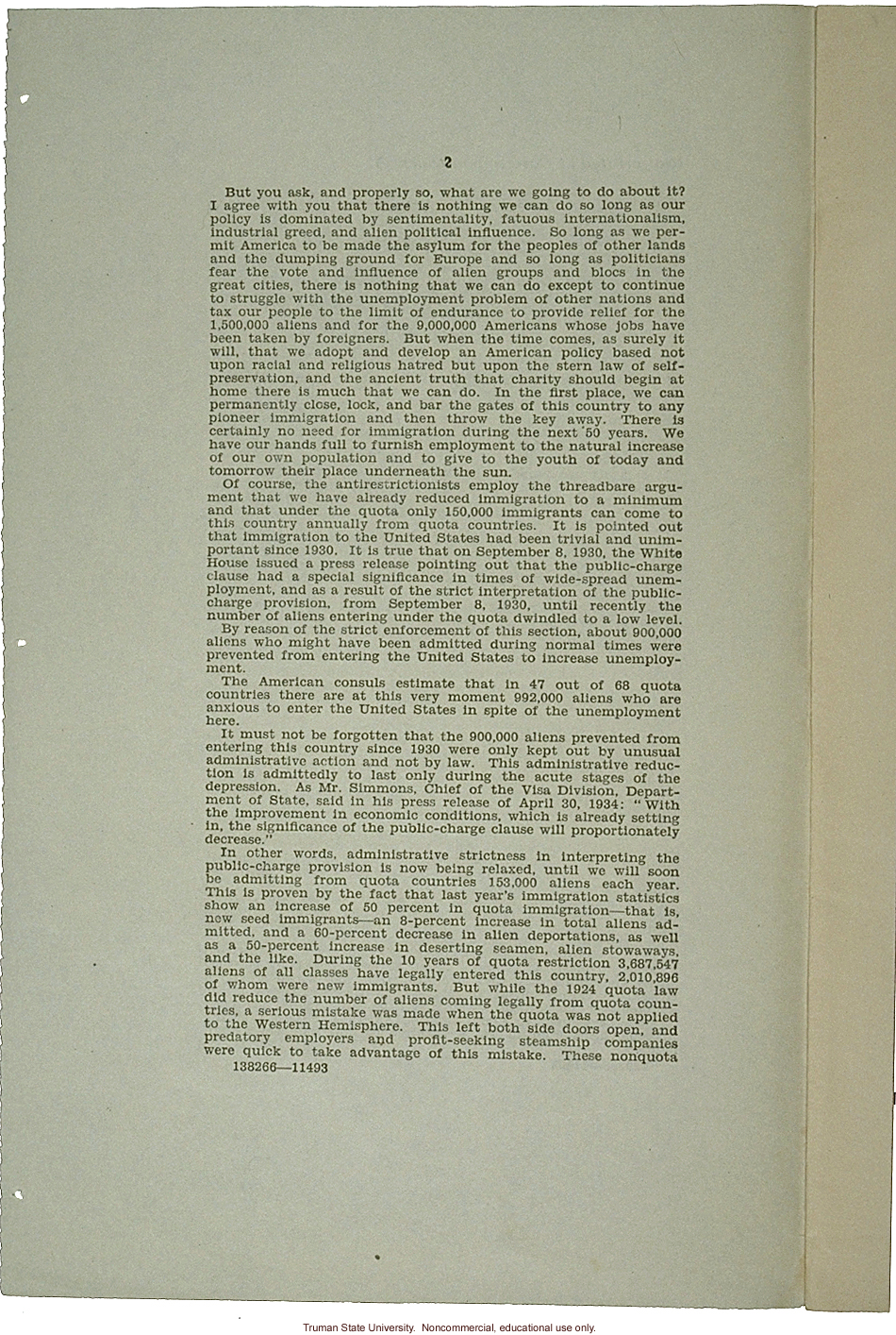 &quote;America for Americans: Radio address of Hon. Martin Dies of Texas,&quote; May 6, 1935, about deportation