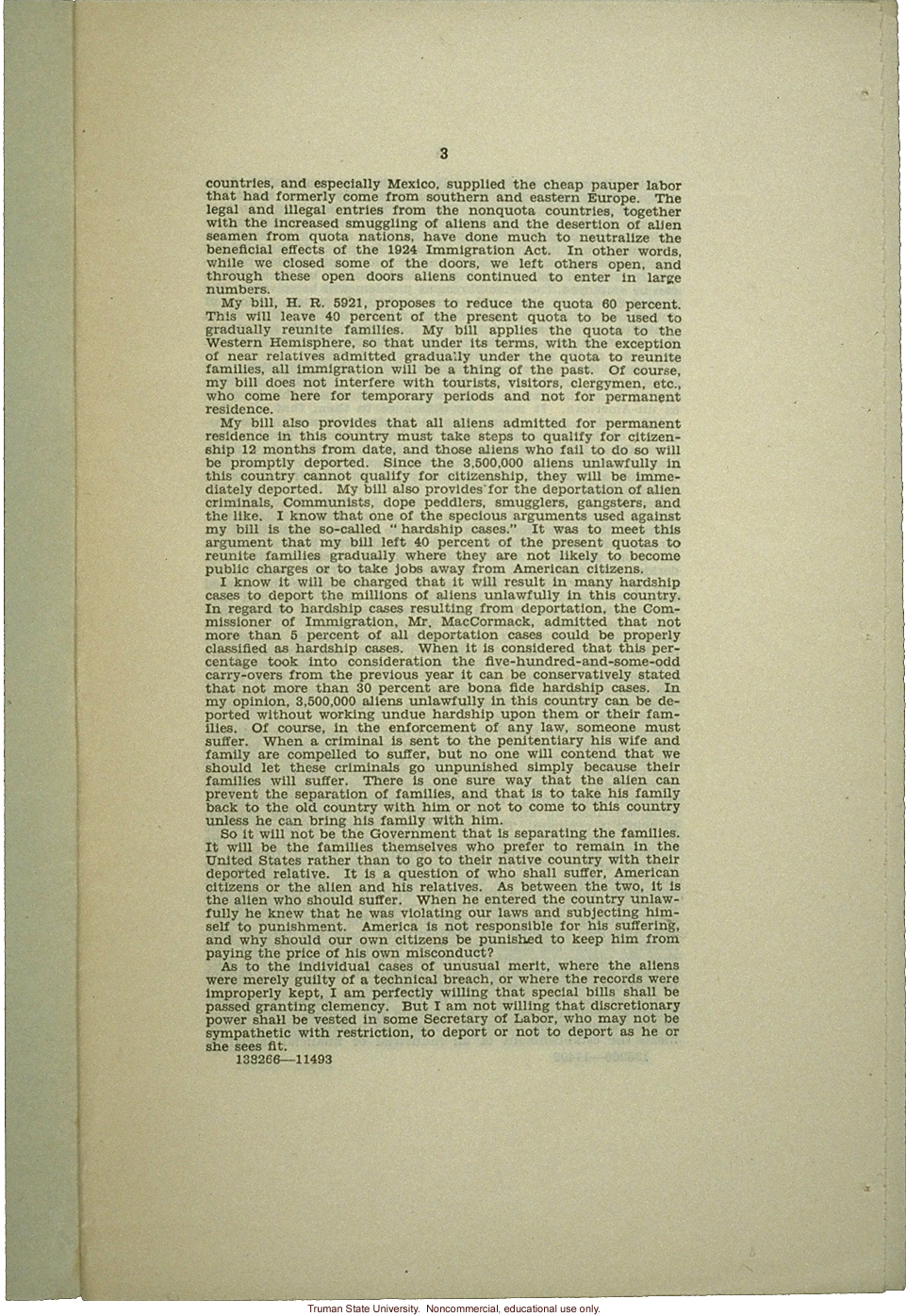 &quote;America for Americans: Radio address of Hon. Martin Dies of Texas,&quote; May 6, 1935, about deportation