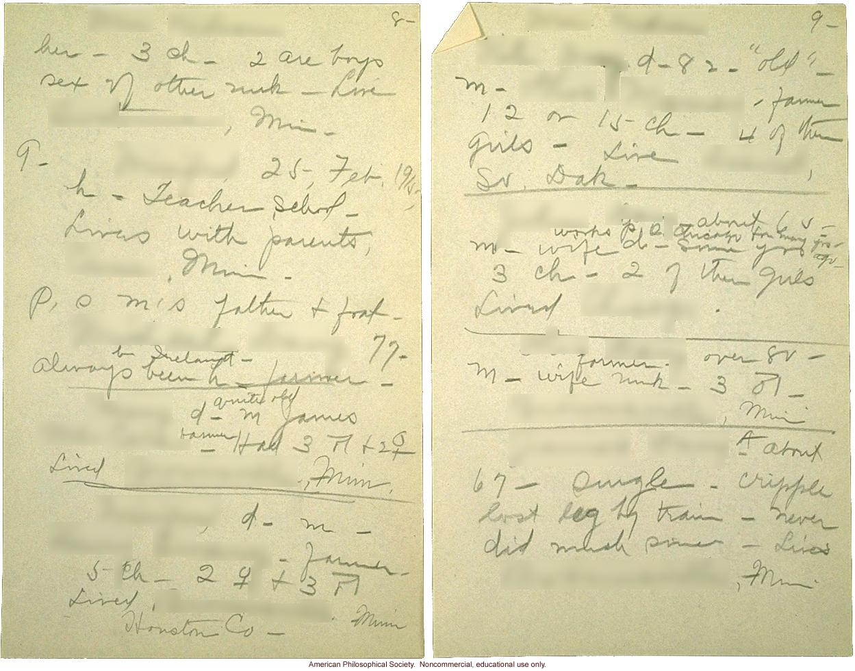 &quote;Data collected by Miss Devitt, May and Nov. 1915,&quote; Eugenics Records Office fieldworker