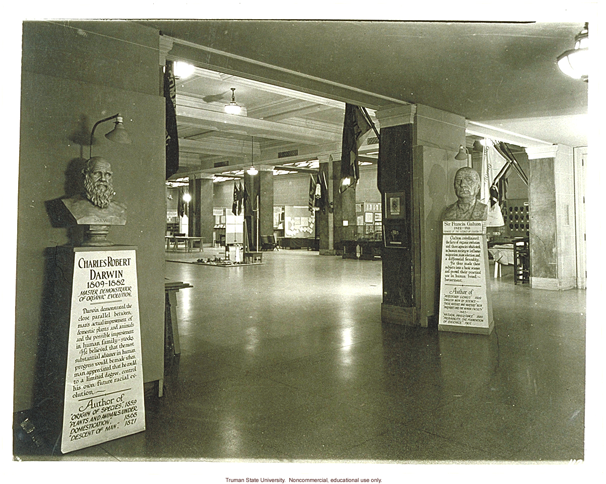 Busts of C. Darwin and F. Galton, 3rd International Eugenics Conference