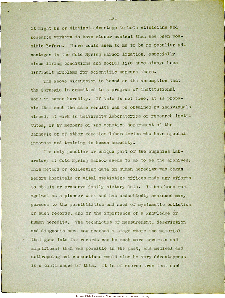 L.C. Dunn letter to President Merriam, about eugenics in the U. S. and in Germany