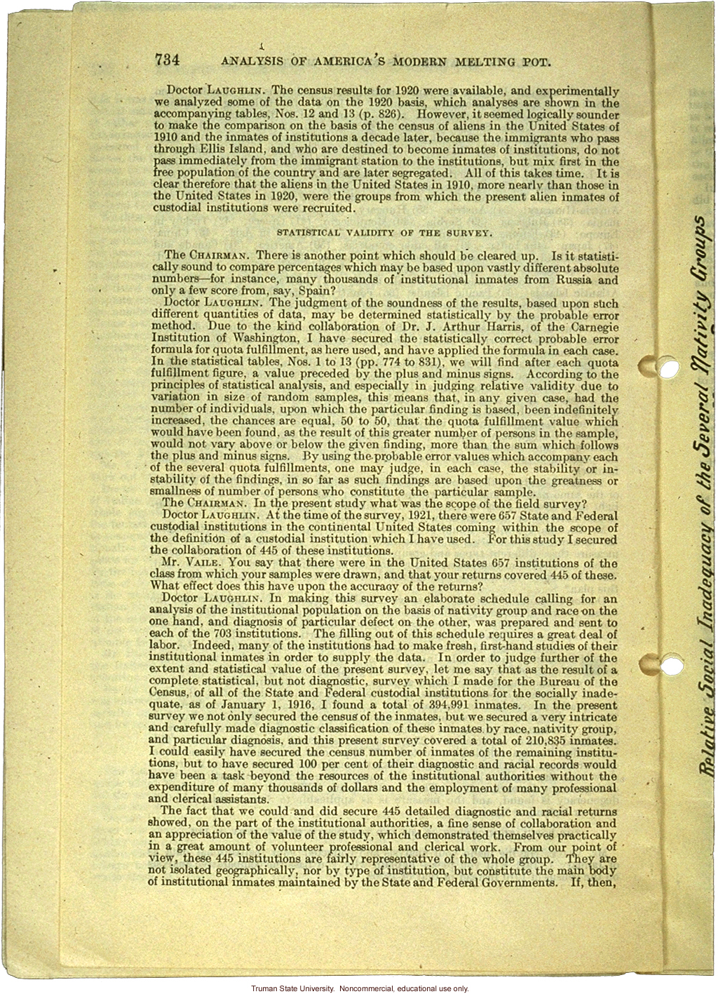 &quote;Analysis of America's Modern Melting Pot,&quote; Harry H. Laughlin testimony before the House Committee on Immigration and Naturalization