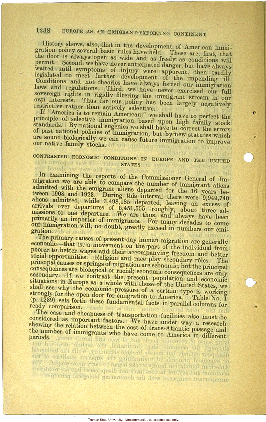 &quote;Europe as an emigrant-exporting continent,&quote;  Harry H. Laughlin testimony before the House Committee, including Immigration Restriction Act