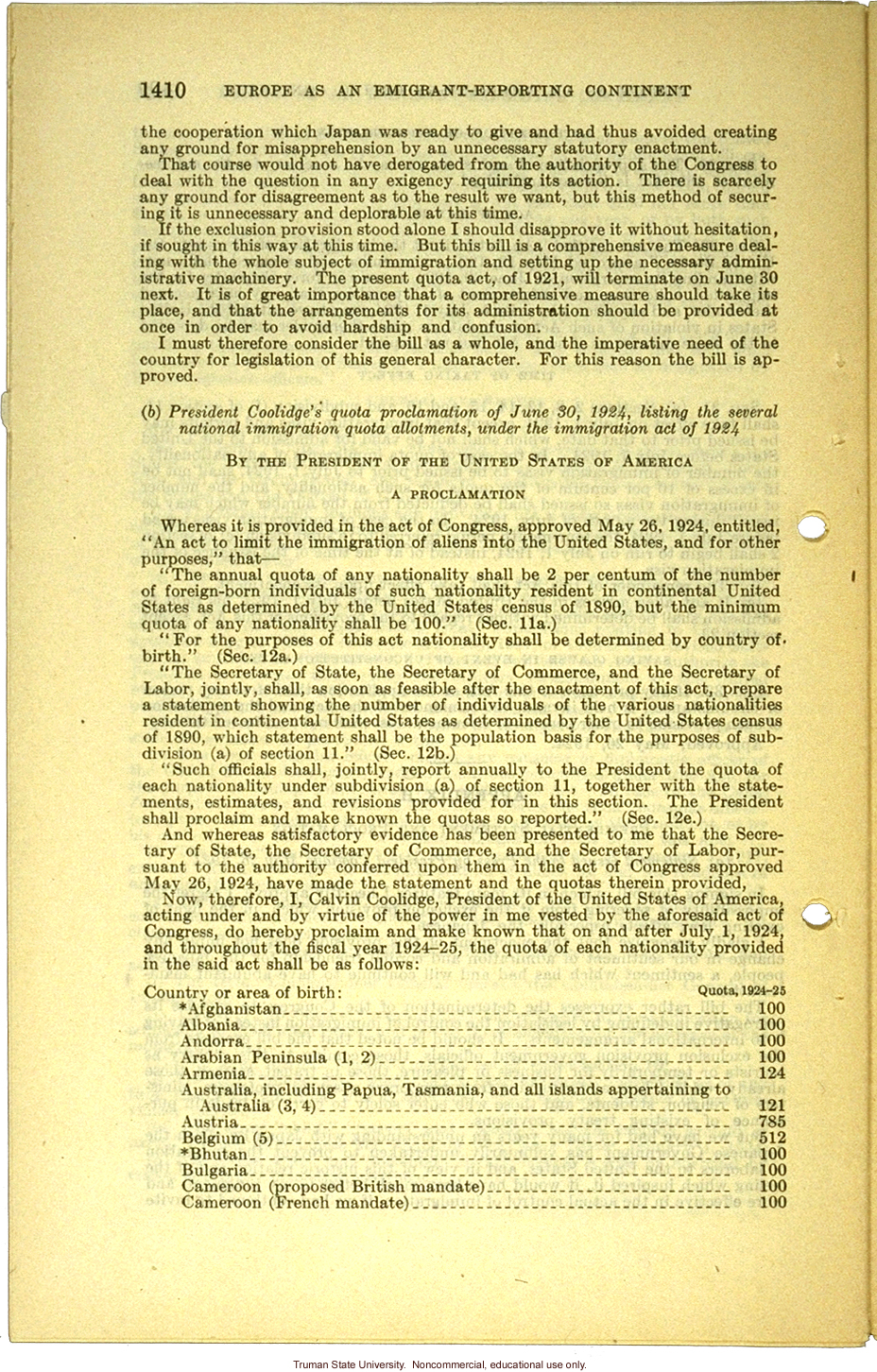 &quote;Europe as an emigrant-exporting continent,&quote;  Harry H. Laughlin testimony before the House Committee, including Immigration Restriction Act