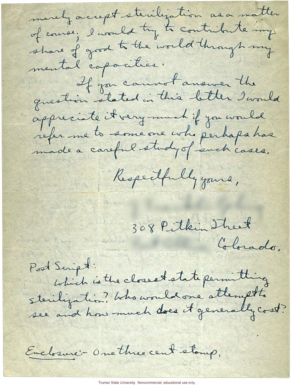 Letter asking about heredity of cleft lip and palate