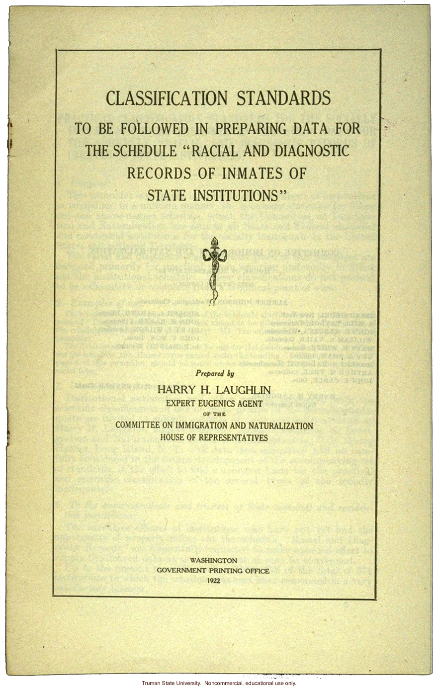 &quote;Classification standards,&quote; by Harry H. Laughlin