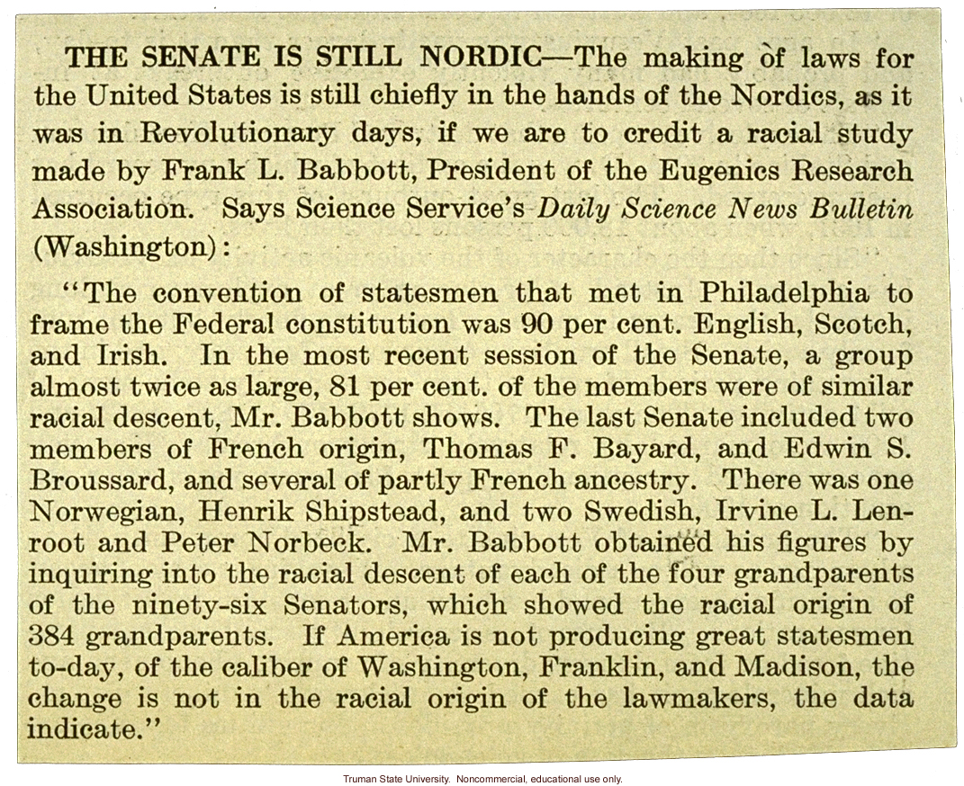 The Senate is still Nordic,&quote; about how the decision-makers in the Senate are still those of Nordic descent