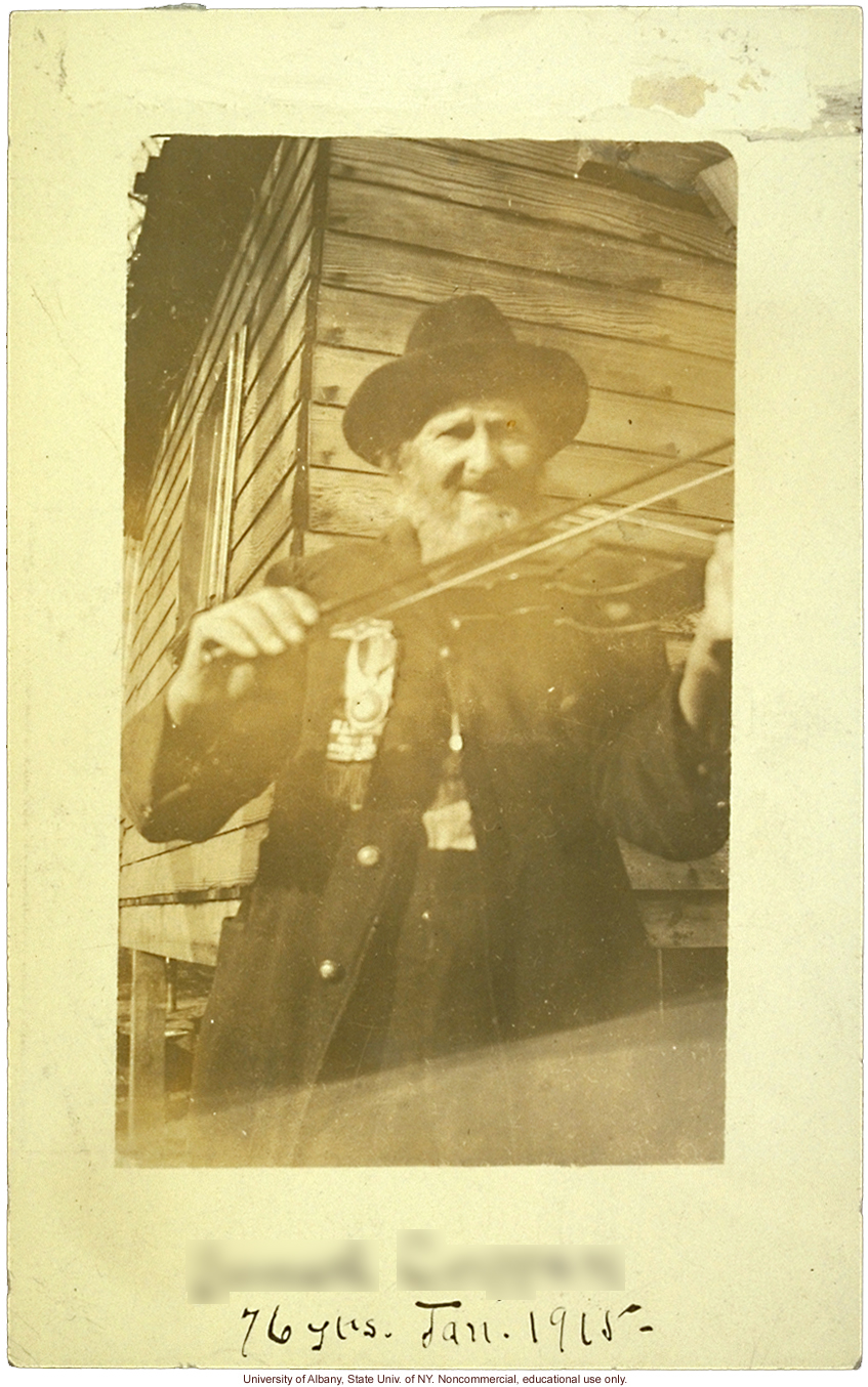 Civil War veteran, field work for <i>The Jukes in 1915</i>, Arthur Estabrook photo post card from Ulster County, New York