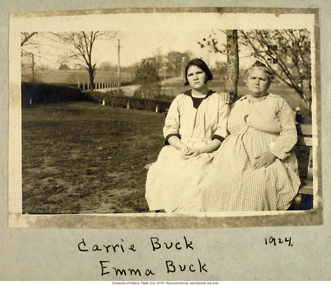 Carrie and Emma Buck at the Virginia Colony for Epileptics and Feebleminded, taken by A.H. Estabrook the day before the Buck v. Bell trial in Virginia