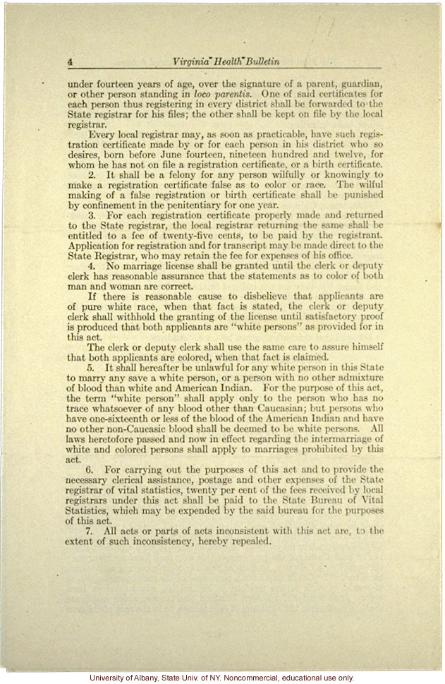 &quote;The New Virginia Law to Preserve Racial Integrity,&quote; by W. A. Plecker, Virginia Health Bulletin (vol. 16:2)