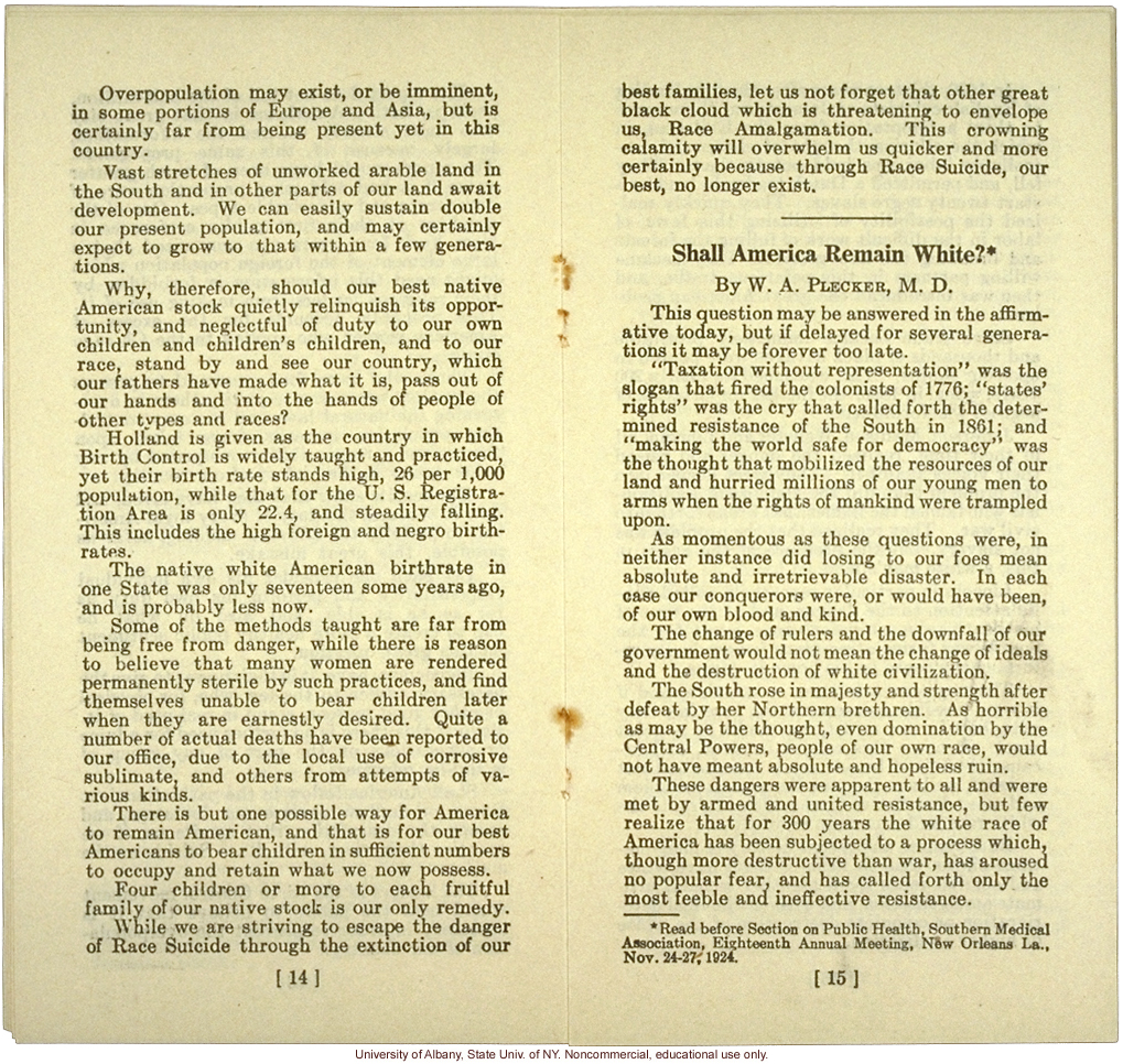 &quote;The New Family and Race Improvement,&quote; by W.A. Plecker, Virginia Health Bulletin (vol.17:12)