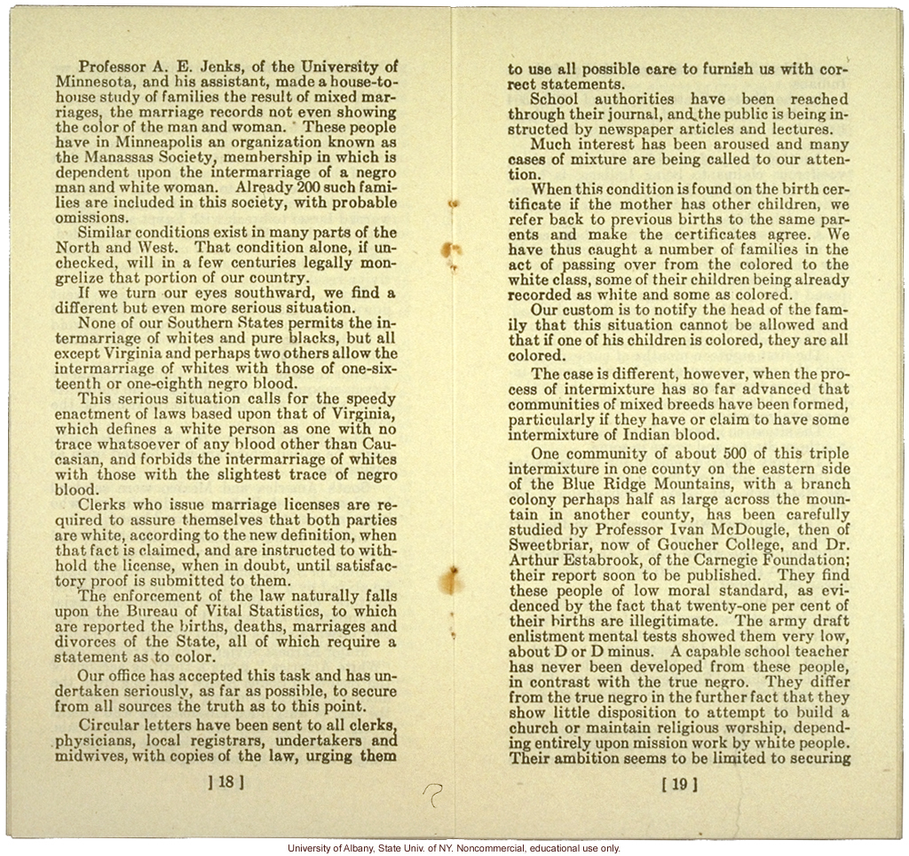 &quote;The New Family and Race Improvement,&quote; by W.A. Plecker, Virginia Health Bulletin (vol.17:12)