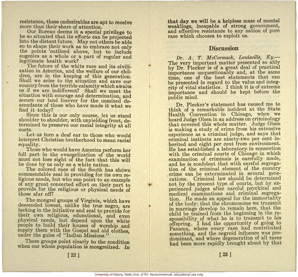 &quote;The New Family and Race Improvement,&quote; by W.A. Plecker, Virginia Health Bulletin (vol.17:12)