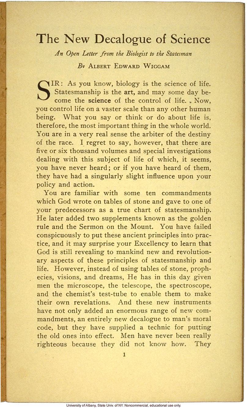 &quote;The New Decalogue of Science,&quote; by Albert Edward Wiggam