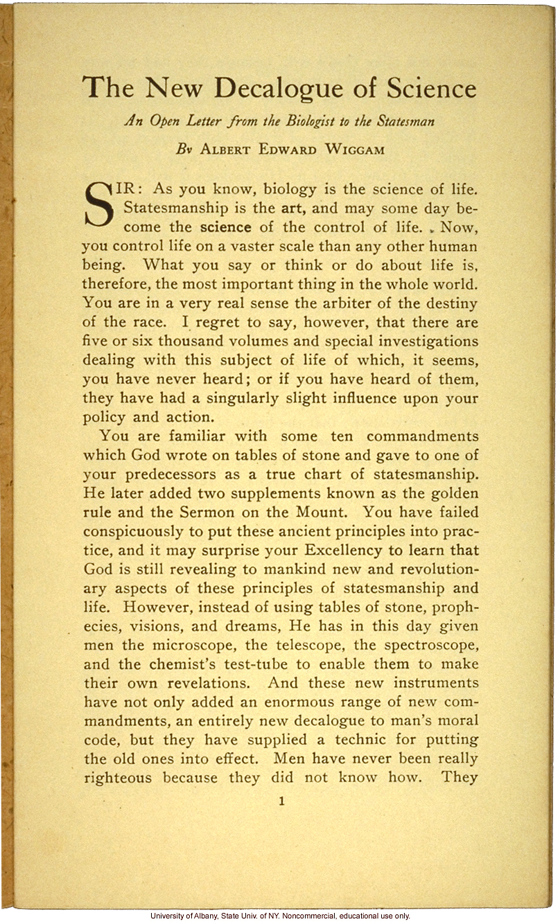 &quote;The New Decalogue of Science,&quote; by Albert Edward Wiggam