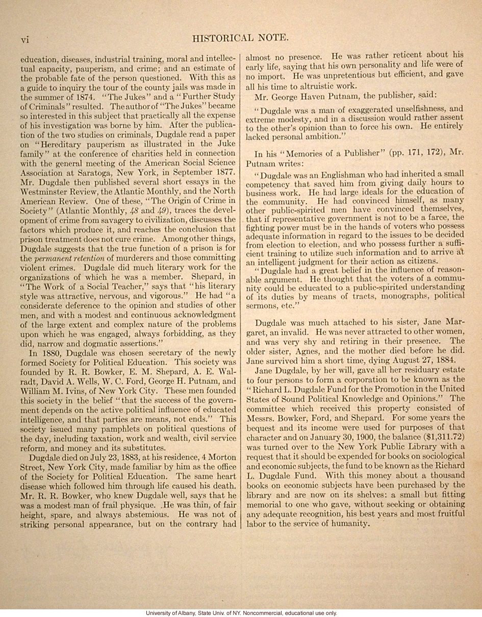 <i>The Jukes in 1915</i>, by Arthur H. Estabrook, selected pages