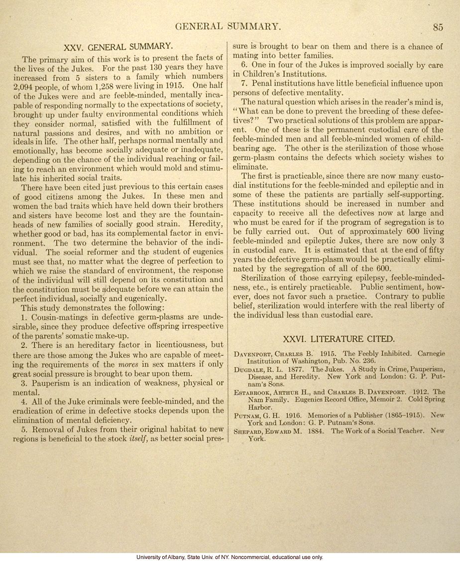 <i>The Jukes in 1915</i>, by Arthur H. Estabrook, selected pages