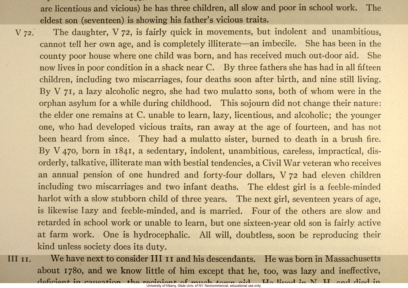 The Nam Family, by A. Estabrook and C. Davenport, pedigree of V470 (p. 18) and corresponding field portraits from back of Estabrook's copy