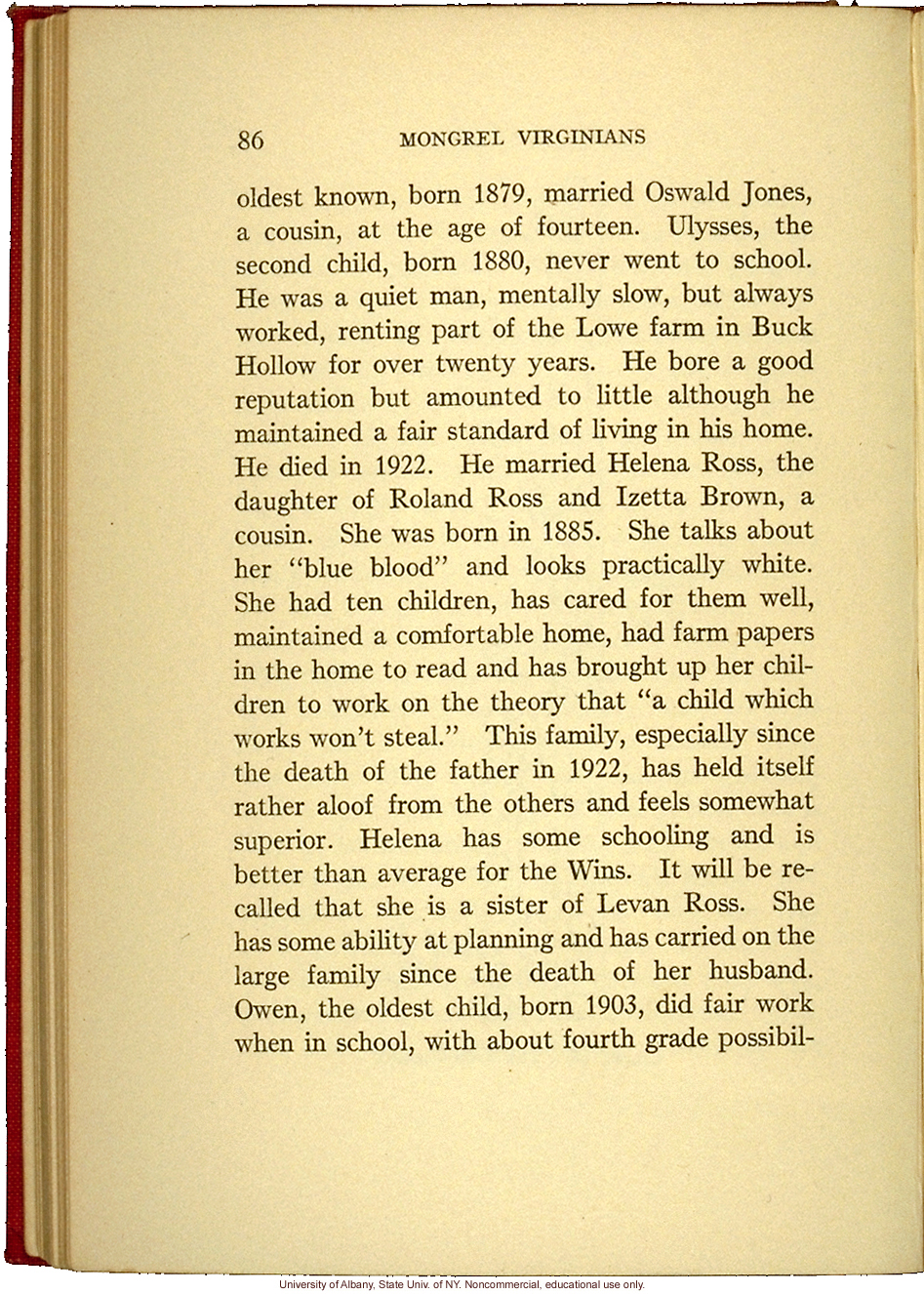 Susan Brown (pseudonym) from Arthur Estabrook's scrapbook of field photographs from Amherst County, and corresponding entry in Mongrel Virginians