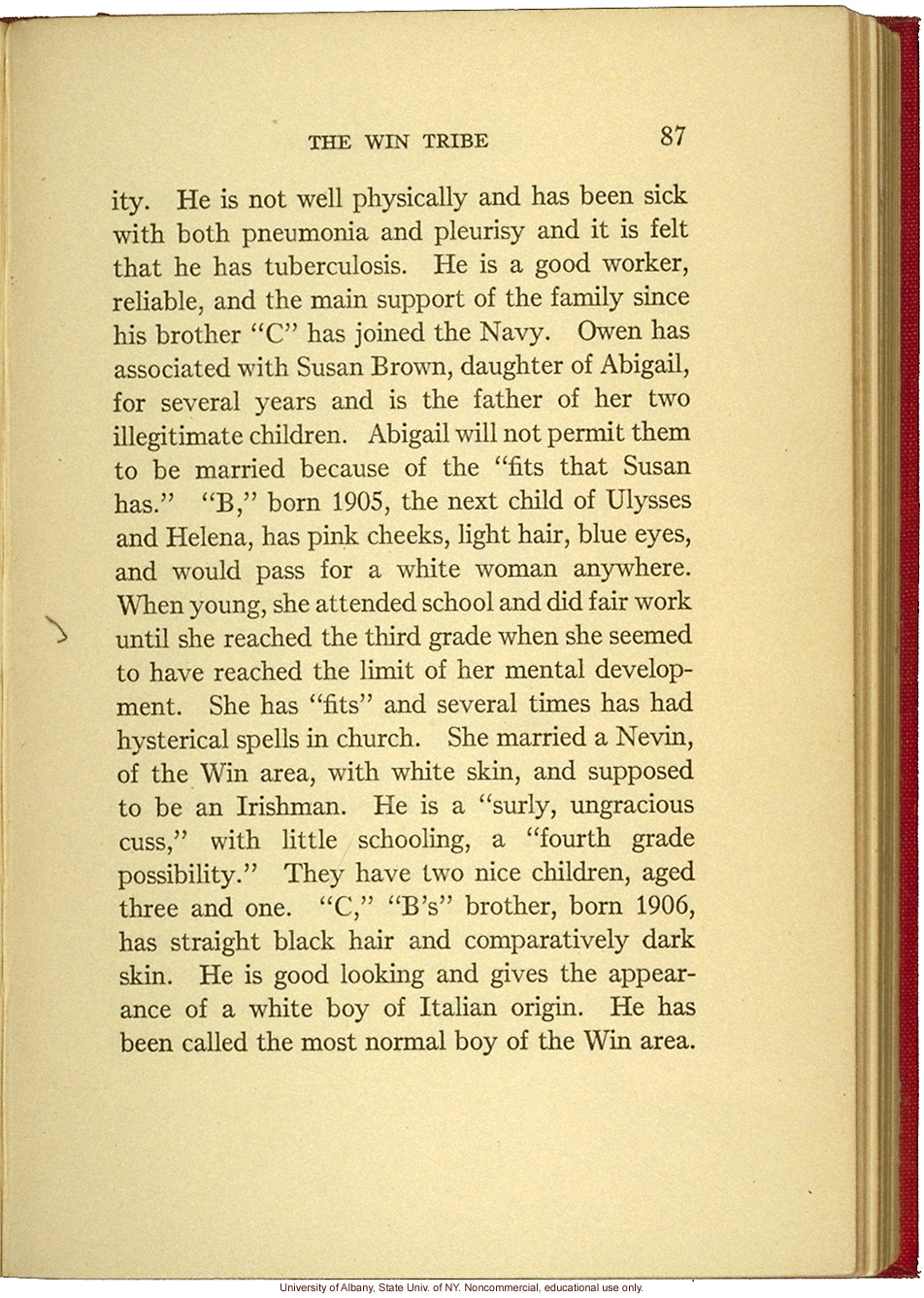 Susan Brown (pseudonym) from Arthur Estabrook's scrapbook of field photographs from Amherst County, and corresponding entry in Mongrel Virginians