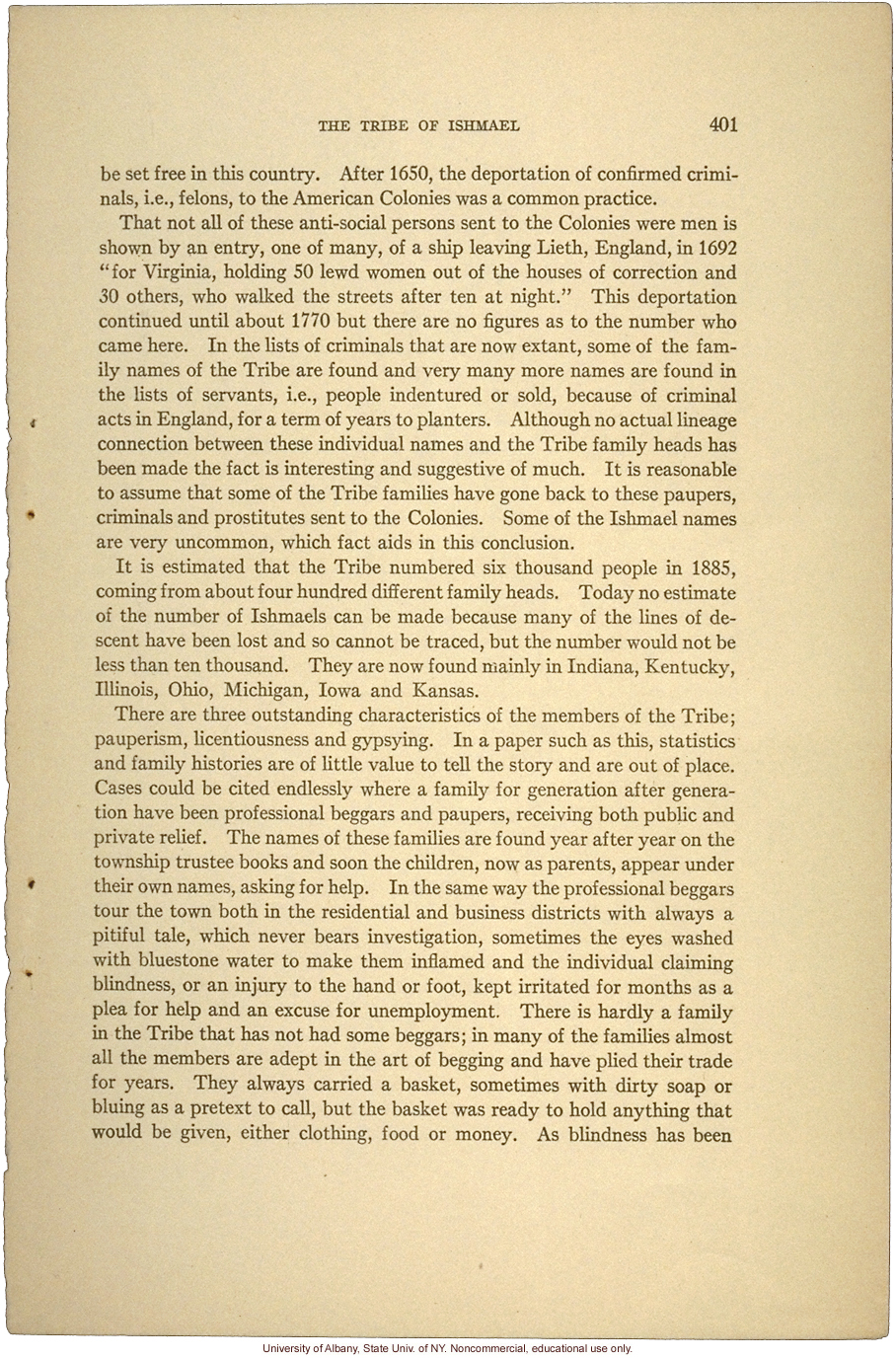 &quote;The Tribe of Ishmael,&quote; by Arthur H. Estabrook, in Eugenics, Genetics and the Family (vol. 1)