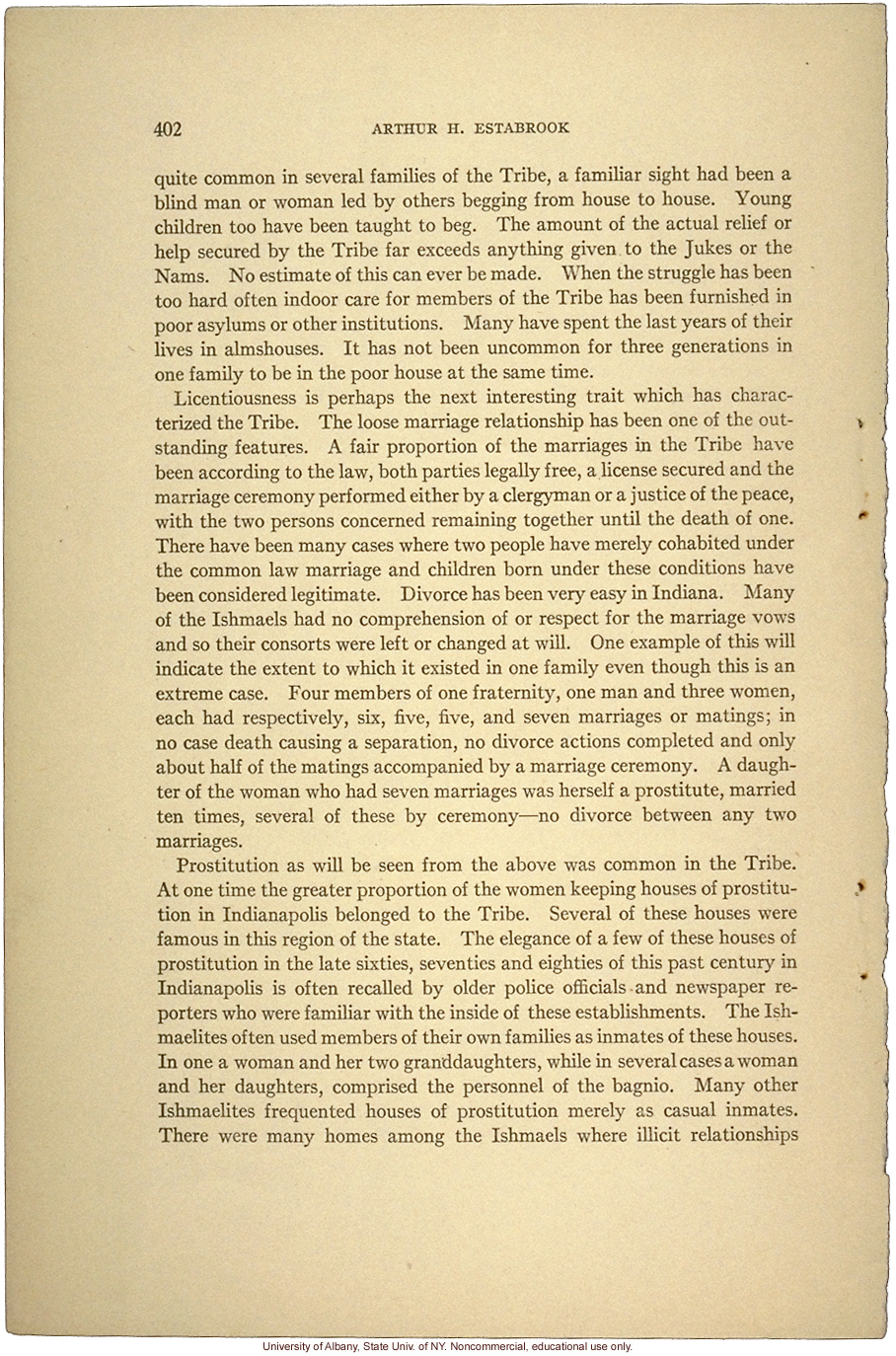 &quote;The Tribe of Ishmael,&quote; by Arthur H. Estabrook, in Eugenics, Genetics and the Family (vol. 1)