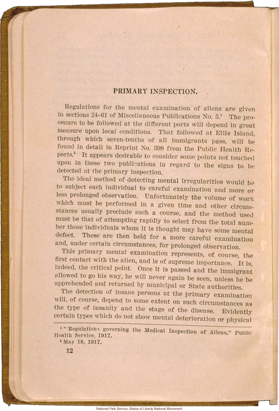 <i>Manual of the Mental Examination of Aliens</i>, United States Public Health Service