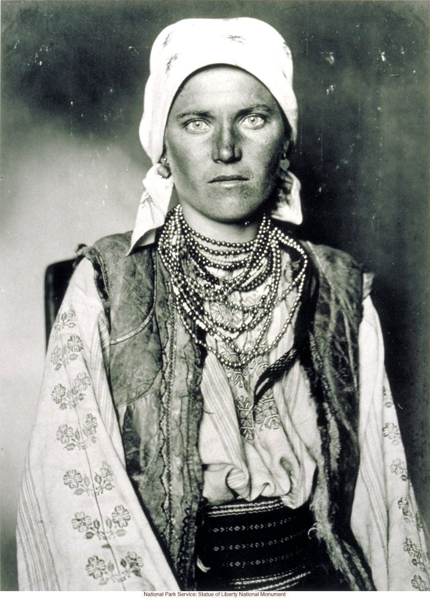 Gypsy woman at Ellis Island (Photograph by Augustus Sherman)