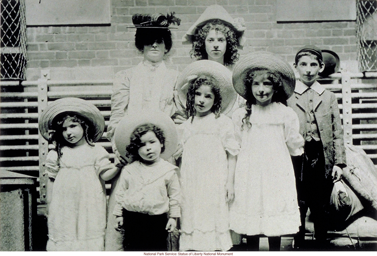 English family at Ellis Island (Photograph by Augustus Sherman)