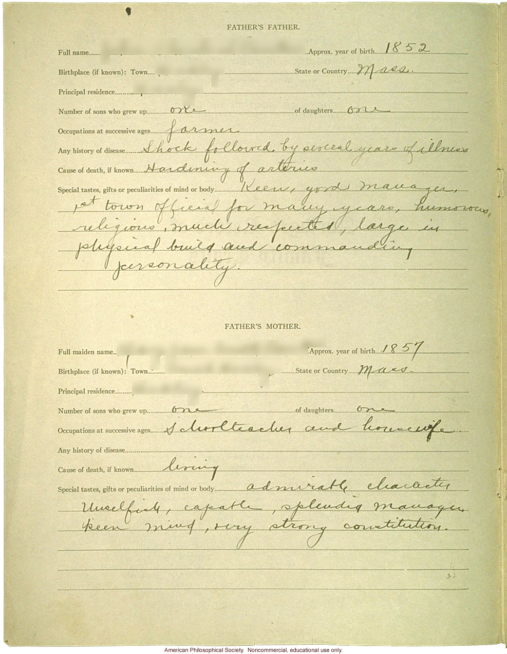 &quote;Large family&quote; winner, Fitter Families Contest, Eastern States Exposition, Springfield, MA (1925): Abridged record of family traits