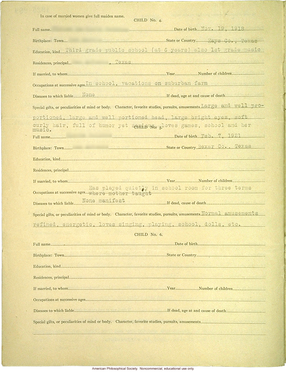 &quote;Large family&quote; winner, Fitter Families Contest, Texas State Fair (1925): Abridged record of family traits