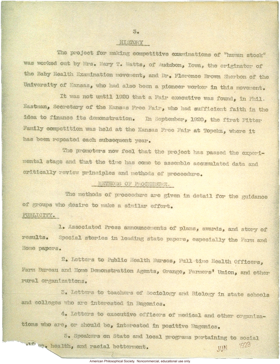 &quote;Fitter Families for Future Firesides: A report of the Eugenics Department of the Kansas Free Fair, 1920-1924&quote;
