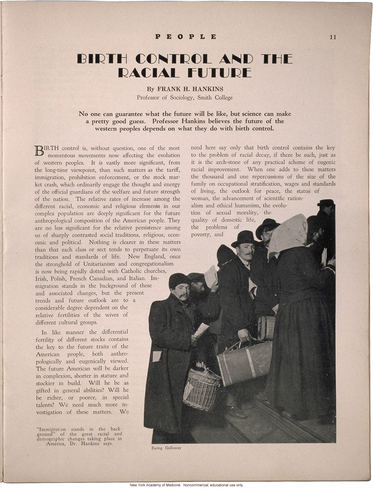 &quote;Birth Control and the Racial Future,&quote; by Frank H. Hankins, People (April 1931)