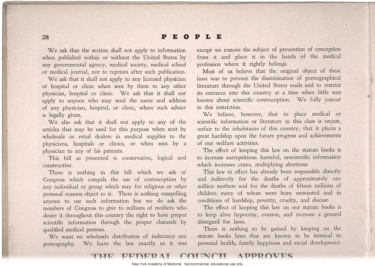 &quote;Birth Control Steps Out, A Note on the Senate Hearing,&quote; by Margaret Sanger, People (April 1931)