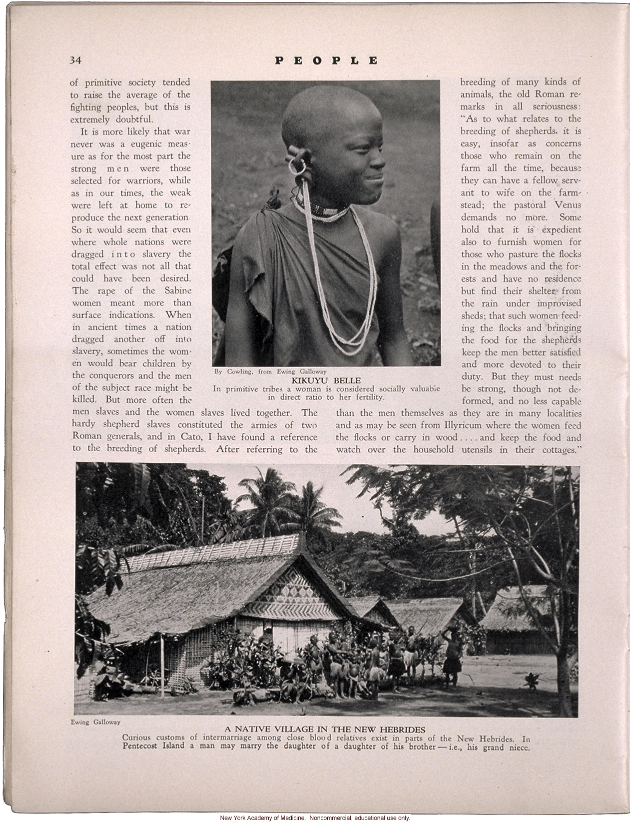 &quote;Primitive Eugenics,&quote; by Harry Whitisle, People (April 1931), history of eugenic practices around the world