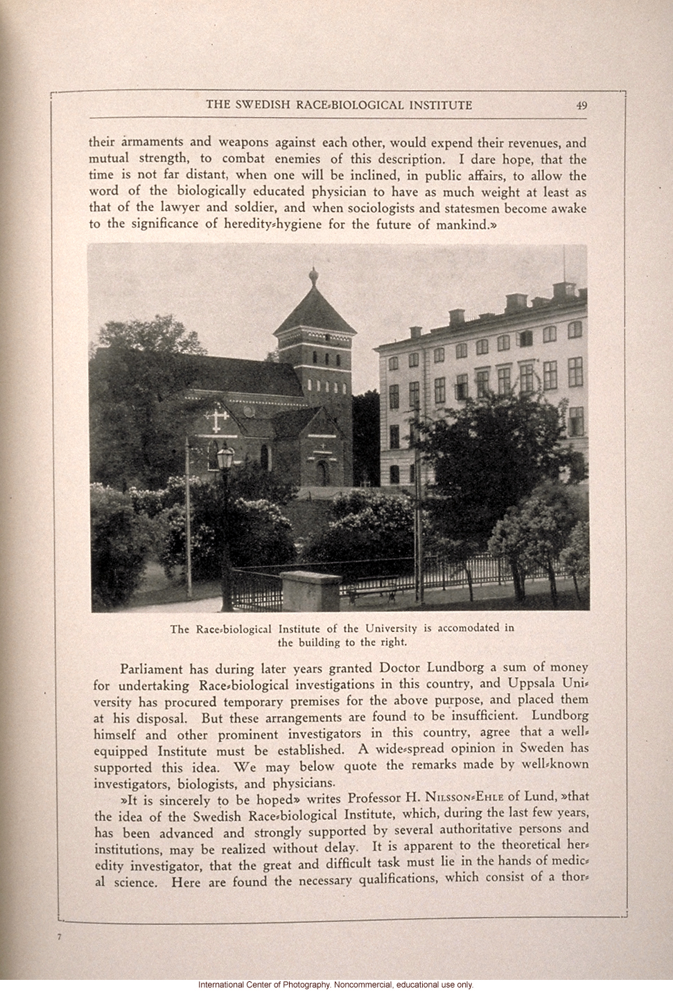 <i>The Swedish Nation</i>, &quote;The Swedish State-Institute for Race-Biological Investigation: An Account of its Origin&quote; by Hjalmar Anderson