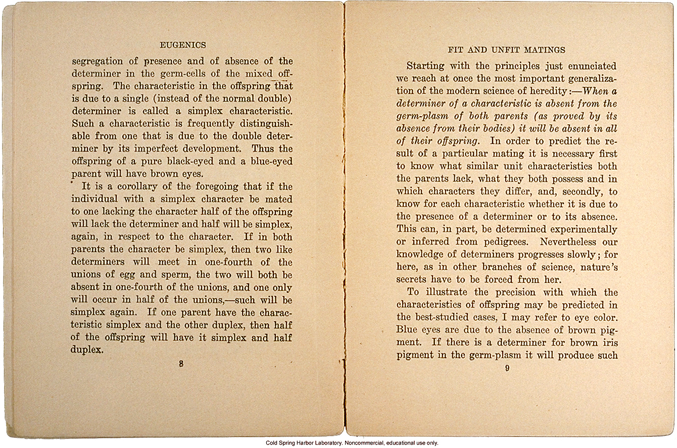 <i>Eugenics: The Science of Human Improvement by Better Breeding</i>, by Charles B. Davenport