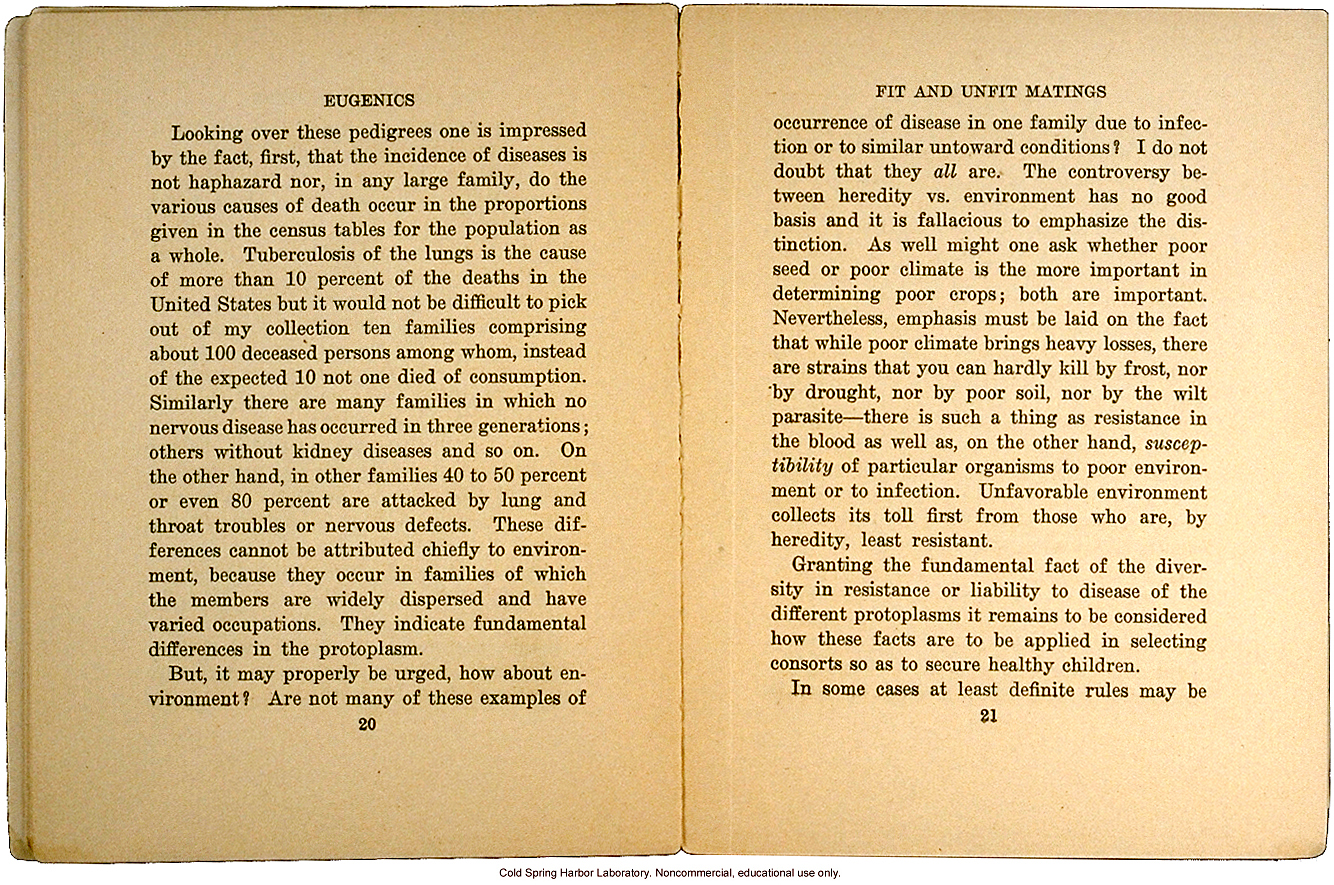 <i>Eugenics: The Science of Human Improvement by Better Breeding</i>, by Charles B. Davenport