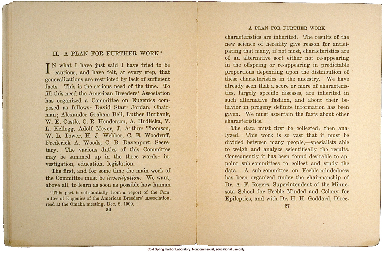 <i>Eugenics: The Science of Human Improvement by Better Breeding</i>, by Charles B. Davenport