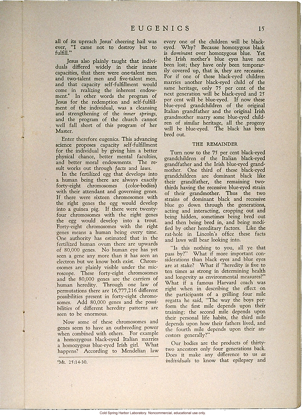 &quote;Eugenics and the Church,&quote; by Edwin Bishop, Eugenics: A Journal of Race Betterment (vol II:8)