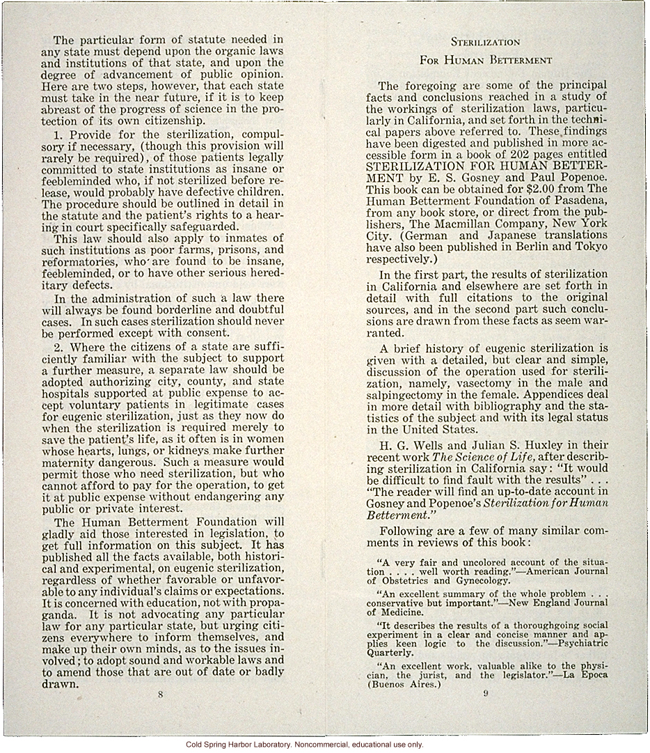 &quote;Human Sterilization,&quote; Human Betterment Foundation
