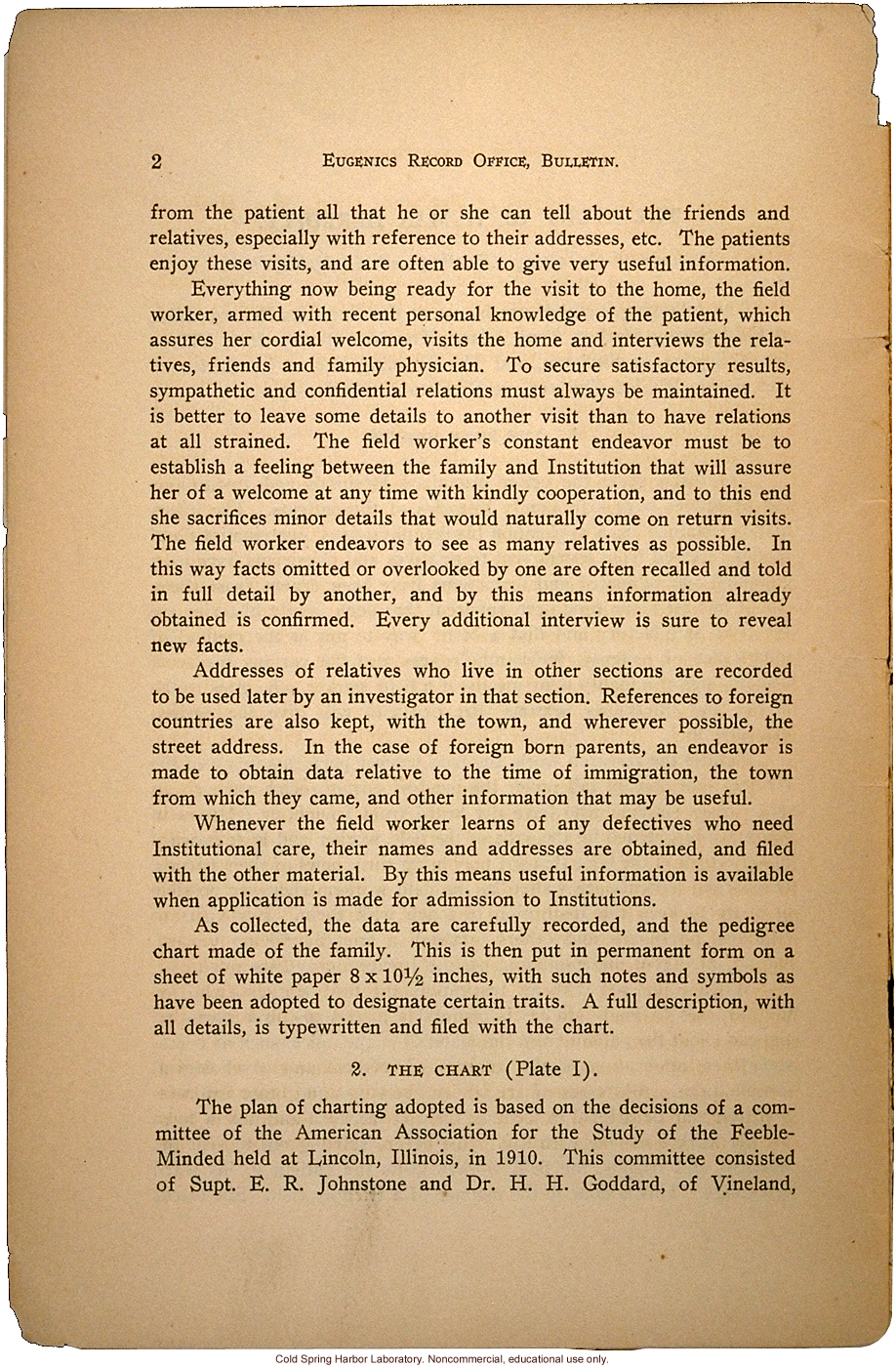 &quote;The Study of Human Heredity,&quote; by Davenport, Laughlin, Weeks, Johnstone, and Goddard, Eugenics Record Office Bulletin No. 2