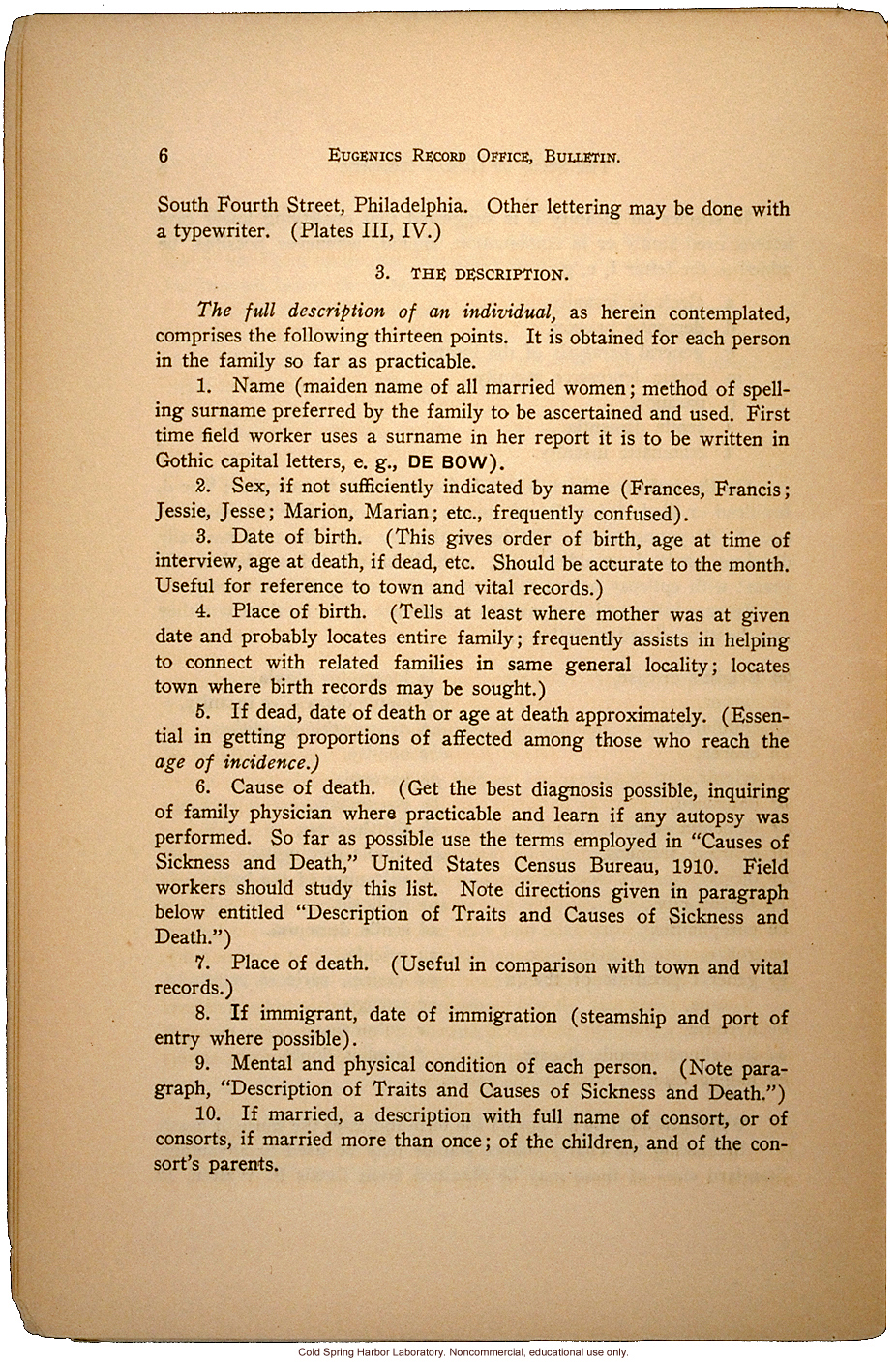 &quote;The Study of Human Heredity,&quote; by Davenport, Laughlin, Weeks, Johnstone, and Goddard, Eugenics Record Office Bulletin No. 2