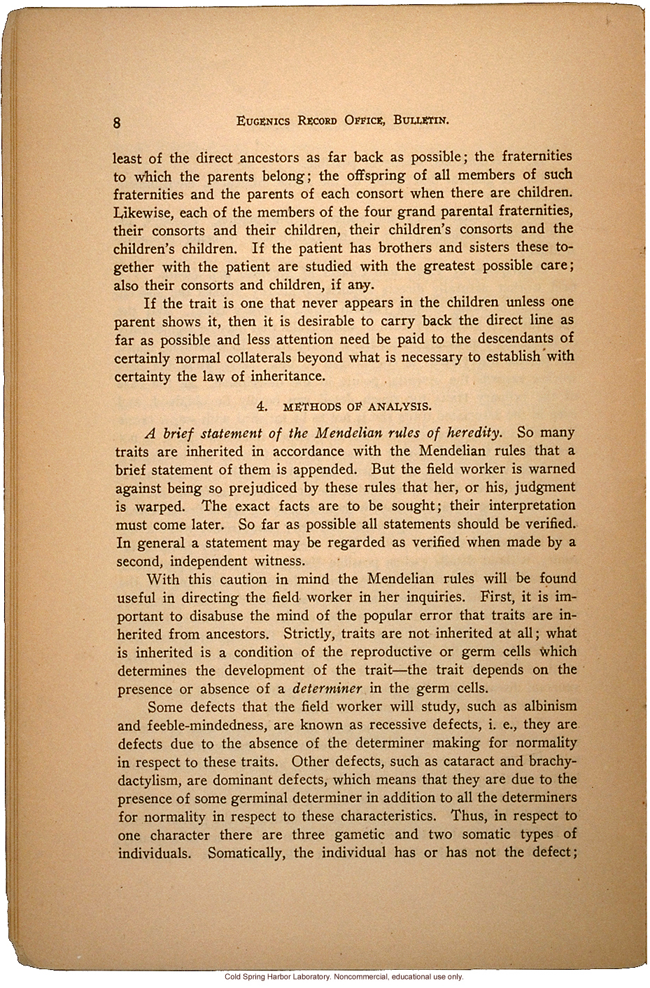 &quote;The Study of Human Heredity,&quote; by Davenport, Laughlin, Weeks, Johnstone, and Goddard, Eugenics Record Office Bulletin No. 2