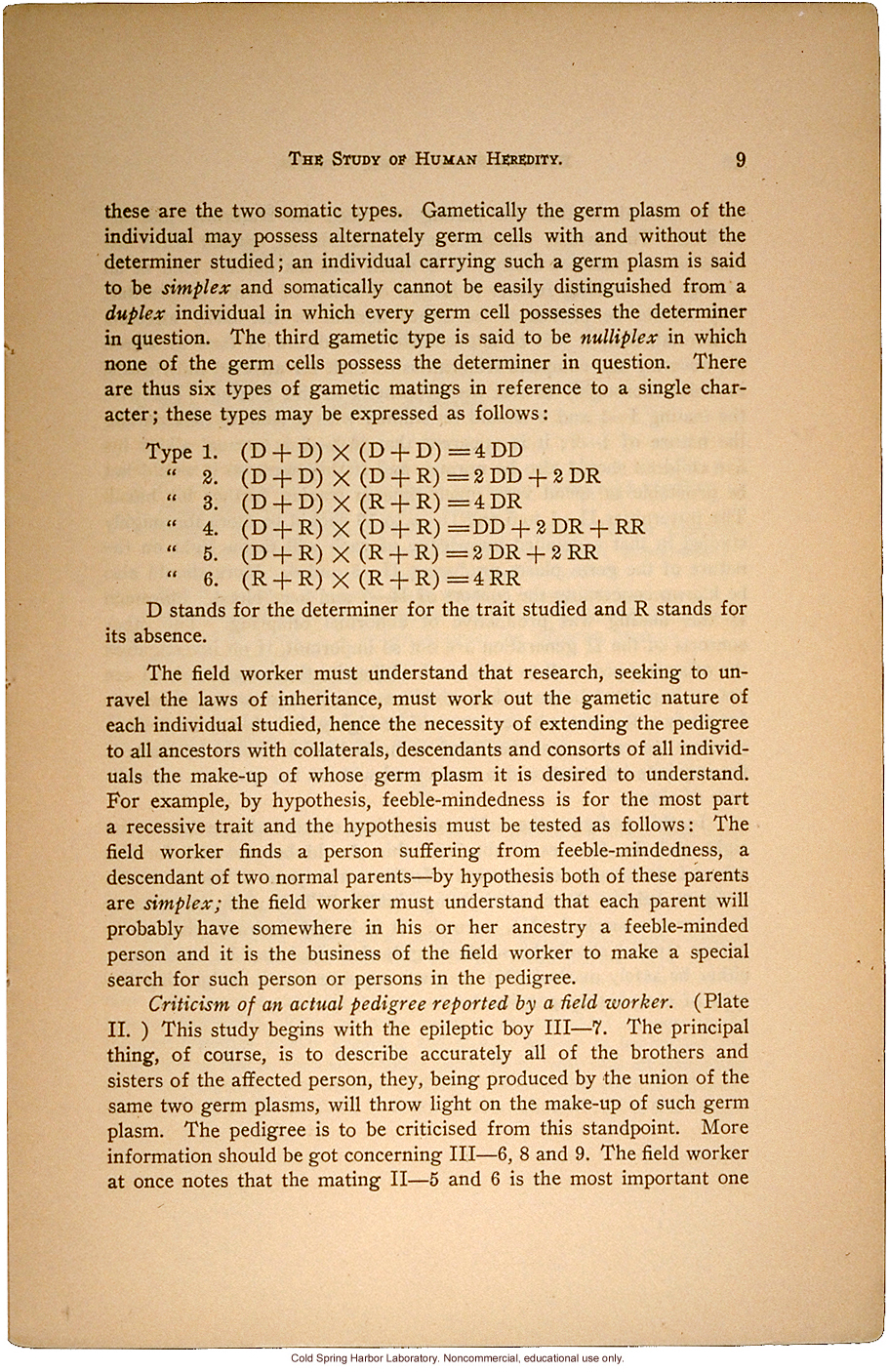 &quote;The Study of Human Heredity,&quote; by Davenport, Laughlin, Weeks, Johnstone, and Goddard, Eugenics Record Office Bulletin No. 2