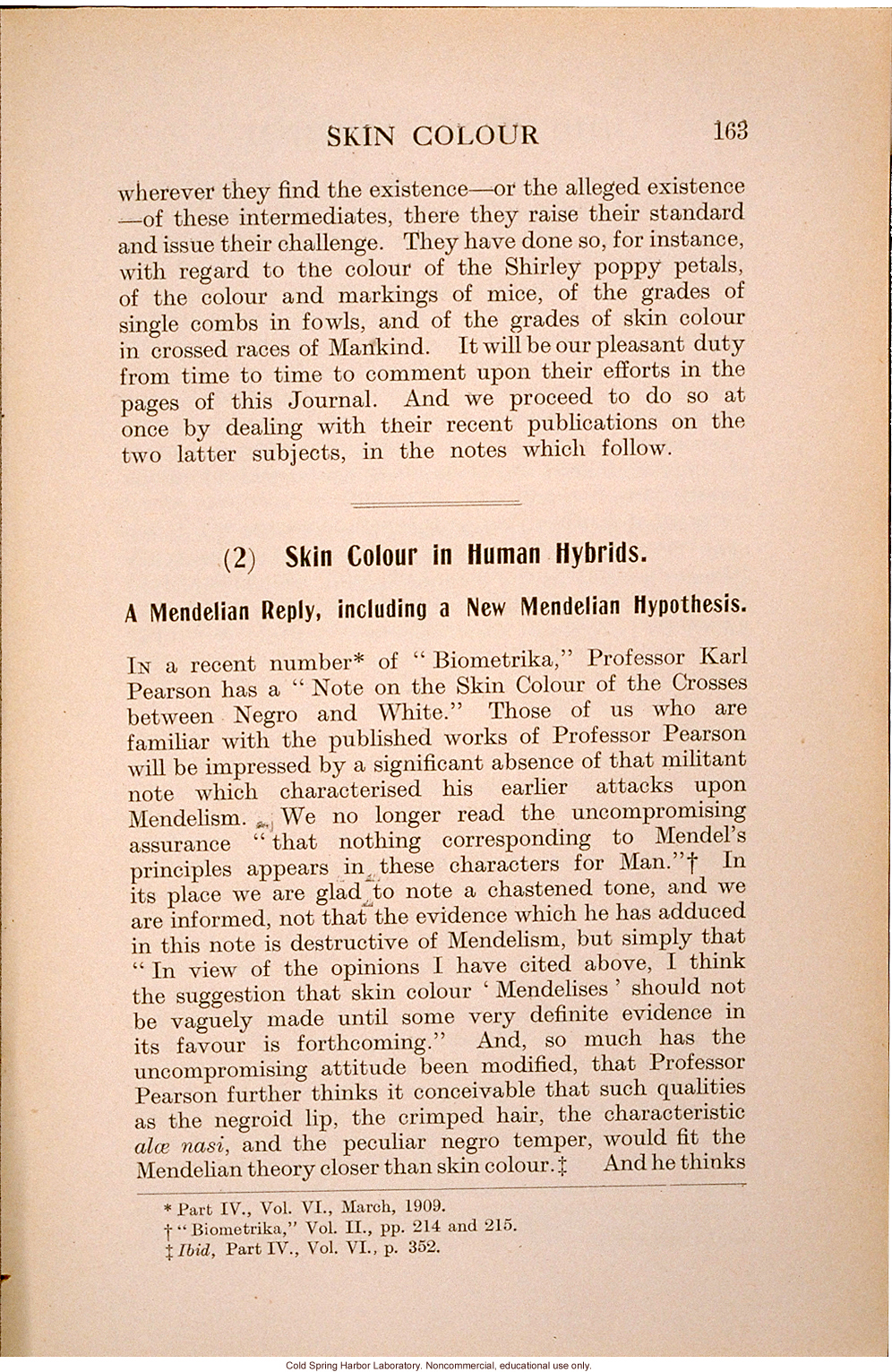 &quote;The Present Position of the Mendelians and Biometricians,&quote; The Mendel Journal, focusing on the &quote;battle&quote; over intermediate forms