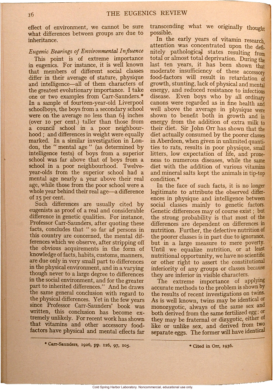 &quote;Eugenics and Society&quote; (The Galton Lecture given to the Eugenics Society), by Julian S. Huxley, Eugenics Review (vol 28:1)