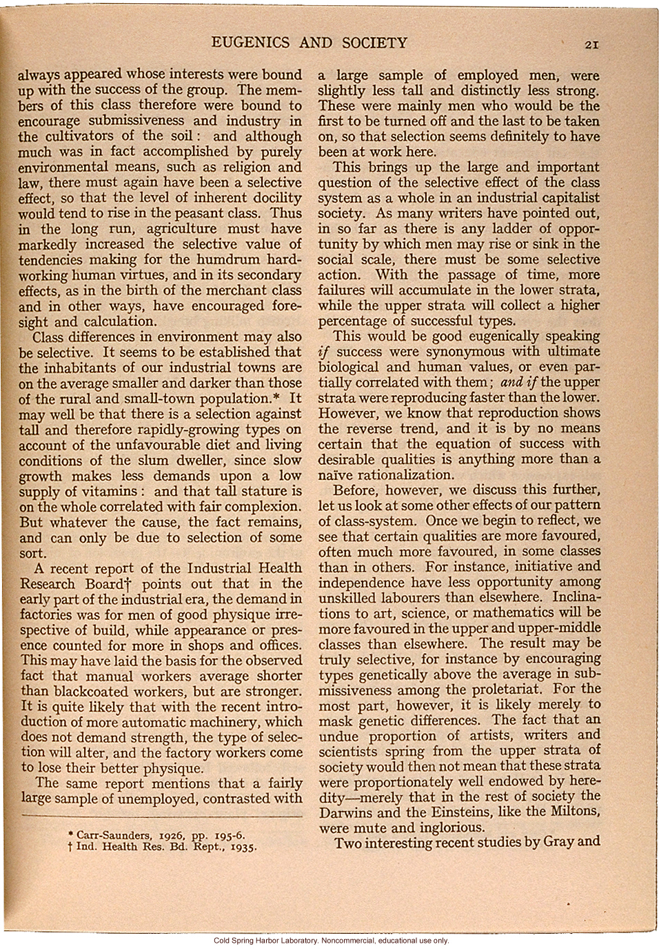 &quote;Eugenics and Society&quote; (The Galton Lecture given to the Eugenics Society), by Julian S. Huxley, Eugenics Review (vol 28:1)