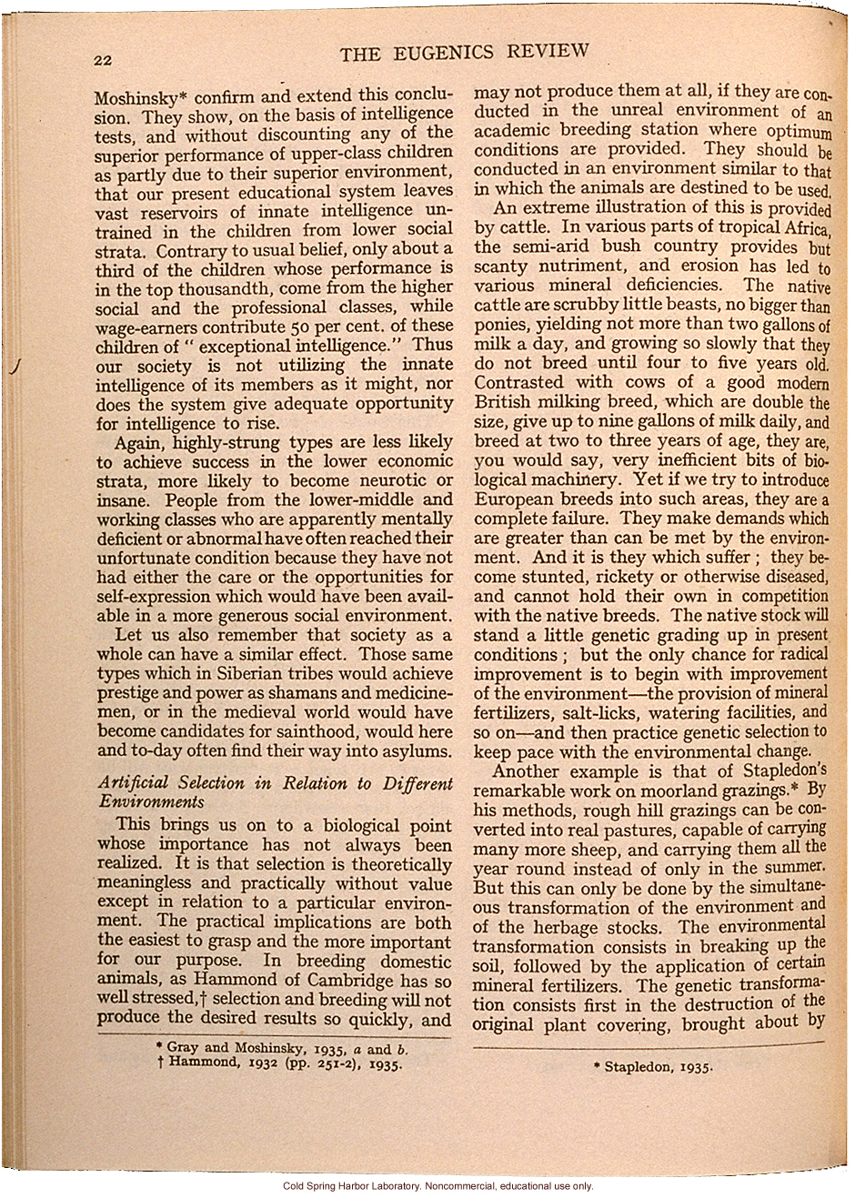 &quote;Eugenics and Society&quote; (The Galton Lecture given to the Eugenics Society), by Julian S. Huxley, Eugenics Review (vol 28:1)